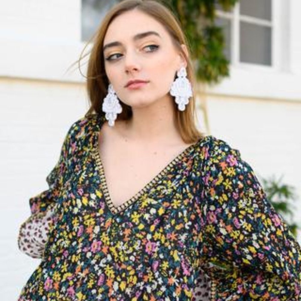 Free People Gardenia floral tunic top size S - Picture 4 of 8